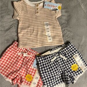 Cat & Jack Striped Top and Checkered Shorts Set